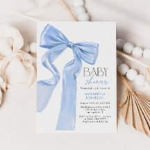 Elegant Blue Bow Coquette Baby shower