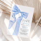 Elegant Blue Bow Coquette Baby shower Kaart