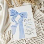 Elegant Blue Bow Coquette Baby shower Kaart