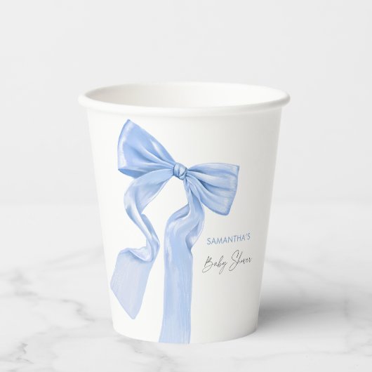 Elegant Blue Bow Coquette Baby shower Papieren Bekers (Voorkant)