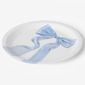 Elegant Blue Bow Coquette Baby shower Papieren Bordje (Gekanteld)
