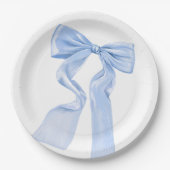 Elegant Blue Bow Coquette Baby shower Papieren Bordje (Voorkant)