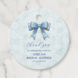 Elegant Blue Bow Engagement Party Invitation Bedankjes Labels