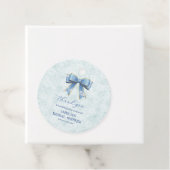 Elegant Blue Bow Engagement Party Invitation Bedankjes Labels (In situ)