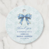 Elegant Blue Bow Engagement Party Invitation Bedankjes Labels (Voorkant)