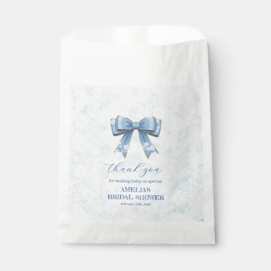 Elegant Blue Bow Engagement Party Invitation Bedankzakje (Voorkant)