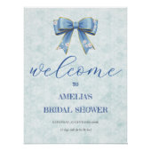 Elegant Blue Bow Engagement Party Invitation Perfect Poster (Voorkant)
