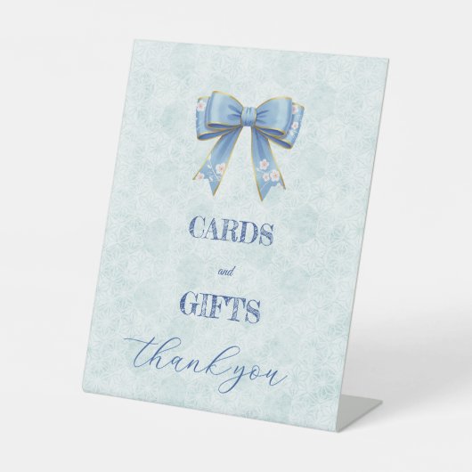 Elegant Blue Bow Engagement Party Invitation Reclamebord Met Voetstuk (Voorkant)