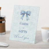 Elegant Blue Bow Engagement Party Invitation Reclamebord Met Voetstuk (Insitu)