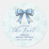 Elegant Blue Bow Engagement Party Invitation Ronde Sticker (Voorkant)