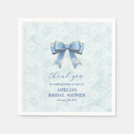 Elegant Blue Bow Engagement Party Invitation Servet