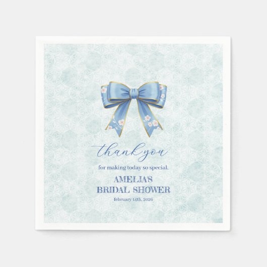 Elegant Blue Bow Engagement Party Invitation Servet (Voorkant)