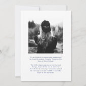 Elegant Blue Bow Foto Afstuderen Aankondiging (Achterkant)