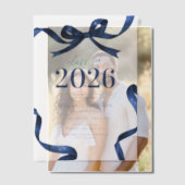 Elegant Blue Bow Graduation Party Vellum Uitnodigingen (Offset (Koppel))