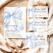 Elegant Blue Bow Menu Coquette Bow