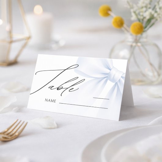 Elegant Blue Bow Modern Wedding Table Number Place Plaatskaartje