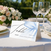 Elegant Blue Bow Modern Wedding Table Number Place Plaatskaartje