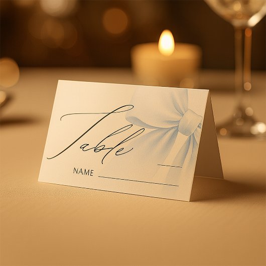 Elegant Blue Bow Modern Wedding Table Number Place Plaatskaartje
