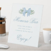 Elegant Blue Bow Momosa Bar Baby shower Reclamebord Met Voetstuk (Insitu)