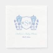 Elegant Blue Bow Monogram Boy Baby shower Party Servet (Voorkant)