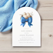 Elegant Blue Bow Nest Baby Shower Kaart