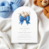 Elegant Blue Bow Nest Baby Shower Kaart