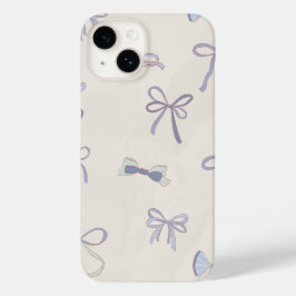 Elegant Blue Bow Pattern Case-Mate iPhone 14 Hoesje