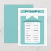 Elegant Blue Bow Price is het juiste Baby shower s Uitnodiging Briefkaart (Voorkant / Achterkant)