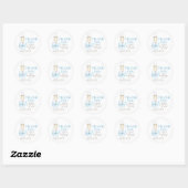 Elegant Blue Bow Prosecco Bridal Shower Thank You Ronde Sticker (Vel)