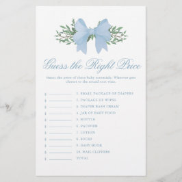 Elegant Blue Bow Raad de prijs Baby shower spel