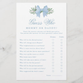 Elegant Blue Bow raden wie Baby shower spel