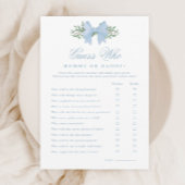 Elegant Blue Bow raden wie Baby shower spel Kaart