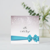 Elegant Blue Bow Sparkles Baby shower Kaart (Staand voorkant)