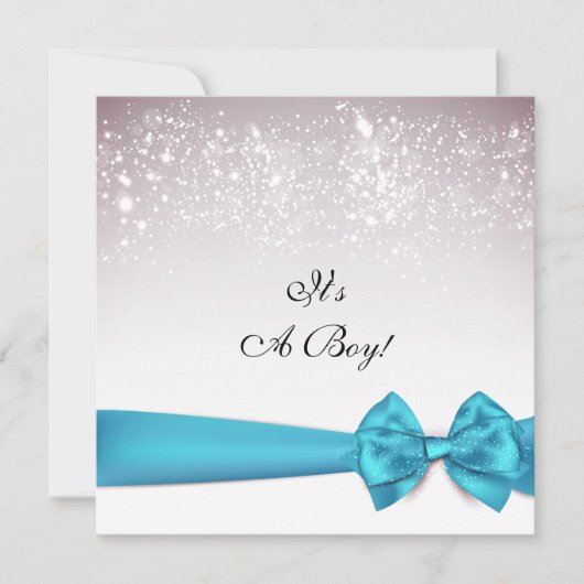 Elegant Blue Bow Sparkles Baby shower Kaart (Voorkant)