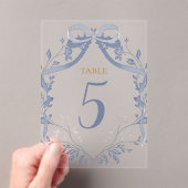 elegant blue bow table number acryl uitnodigingen (Insitu (Draagbaar))