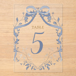 elegant blue bow table number acryl uitnodigingen