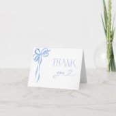 Elegant Blue Bow Vrijgezellenfeest Bedankt Card (Voorkant)