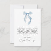 Elegant Blue Bow Watercolor Bridal Shower Bedankkaart (Achterkant)