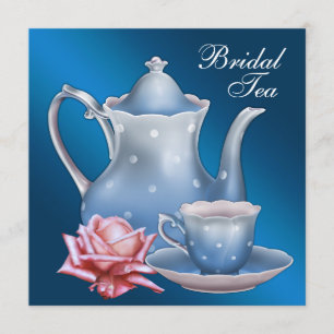 Elegant Blue Bridal Tea Party Kaart