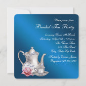Elegant Blue Bridal Tea Party Kaart (Achterkant)