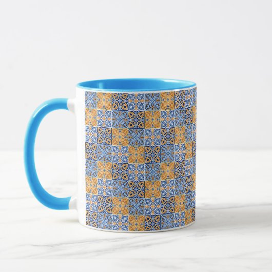 Elegant blue& brow yellow Italian  pattern  Mok (Links)