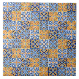 Elegant blue& brow yellow Italian  pattern  Tegeltje