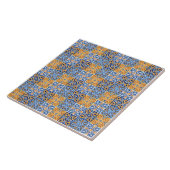 Elegant blue& brow yellow Italian  pattern  Tegeltje (Zijkant)