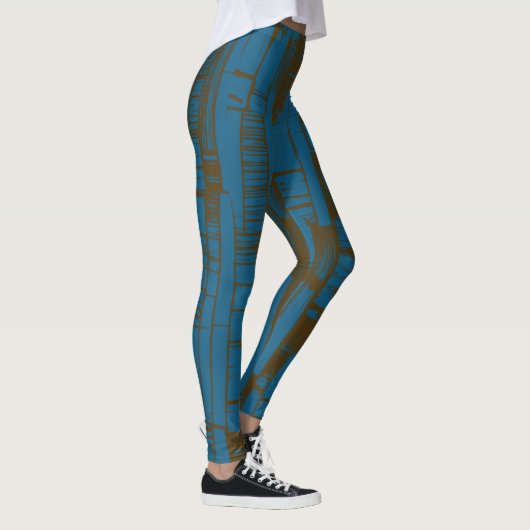 Elegant blue &brown abstract pattern  leggings (Rechts)
