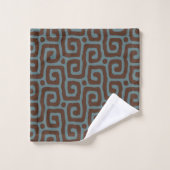 Elegant Blue &Brown Abstract Pattern Monogram Bad Handdoek (Wasdoekje)