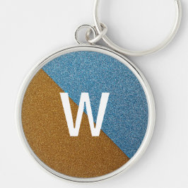 Elegant Blue &Brown Glitter Monogram Sleutelhanger