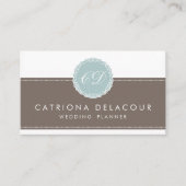 Elegant Blue & Brown Green Monogram Visitekaartje (Voorkant)
