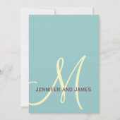 Elegant Blue Brown Monogram Wedding Uitnodiging (Voorkant)