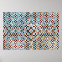 Elegant Blue Brown Mosaic Kaleidoscope Patroon