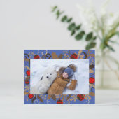 Elegant Blue & Brown Personalized Photo Christmas Briefkaart (Staand voorkant)